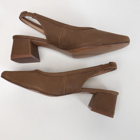 NWOB J.Jill Light Brown Leather Dressy Minimalist Suri Slingback Shoes, Sz. 7 - Picture 4 of 11